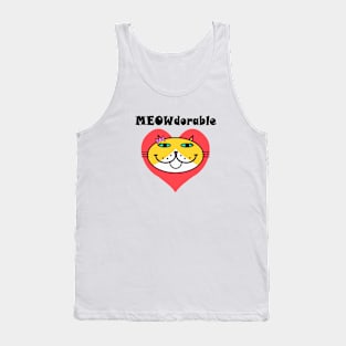MEOWdorable - PURRty Yellow Kitty Face on a Red Heart Tank Top